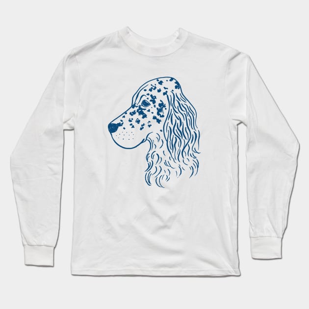 English Setter (Beige and Navy) Long Sleeve T-Shirt by illucalliart